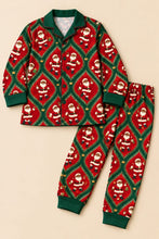 Load image into Gallery viewer, Santa crown button-up pajama set, photo 1