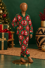 Load image into Gallery viewer, Santa crown button-up pajama set, photo 2
