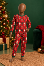 Load image into Gallery viewer, Santa lattice red pajama set on a mannequin in a Christmas room